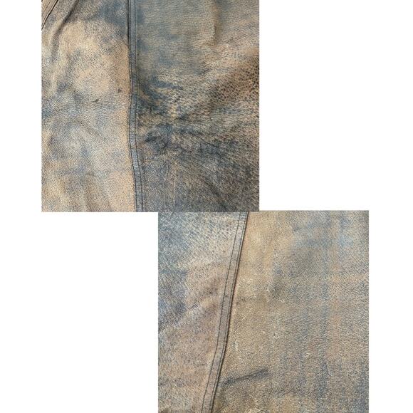 Vintage 1980s Brown Leather Skirt Rocker Distressed Winlit Women size 11/12 READ - Picture 11 of 16